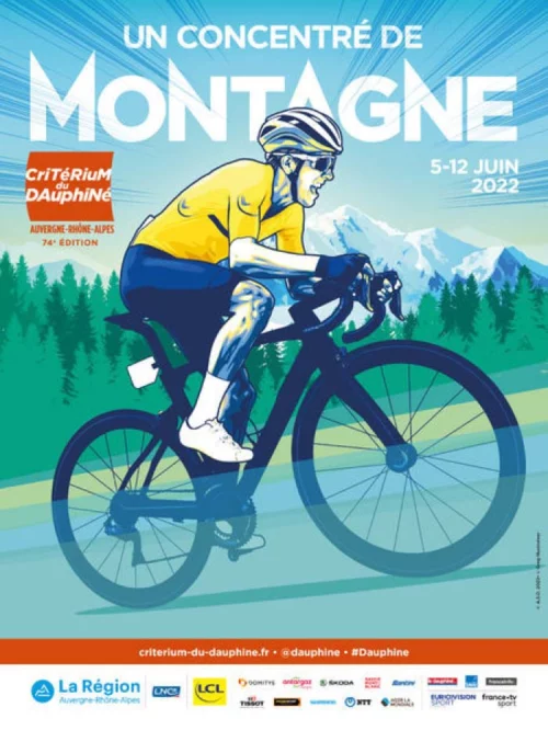 Und das Rennen macht Pastell – beim Plakat für das Critérium du Dauphiné 2022 mit at Fahrräder Lübeck