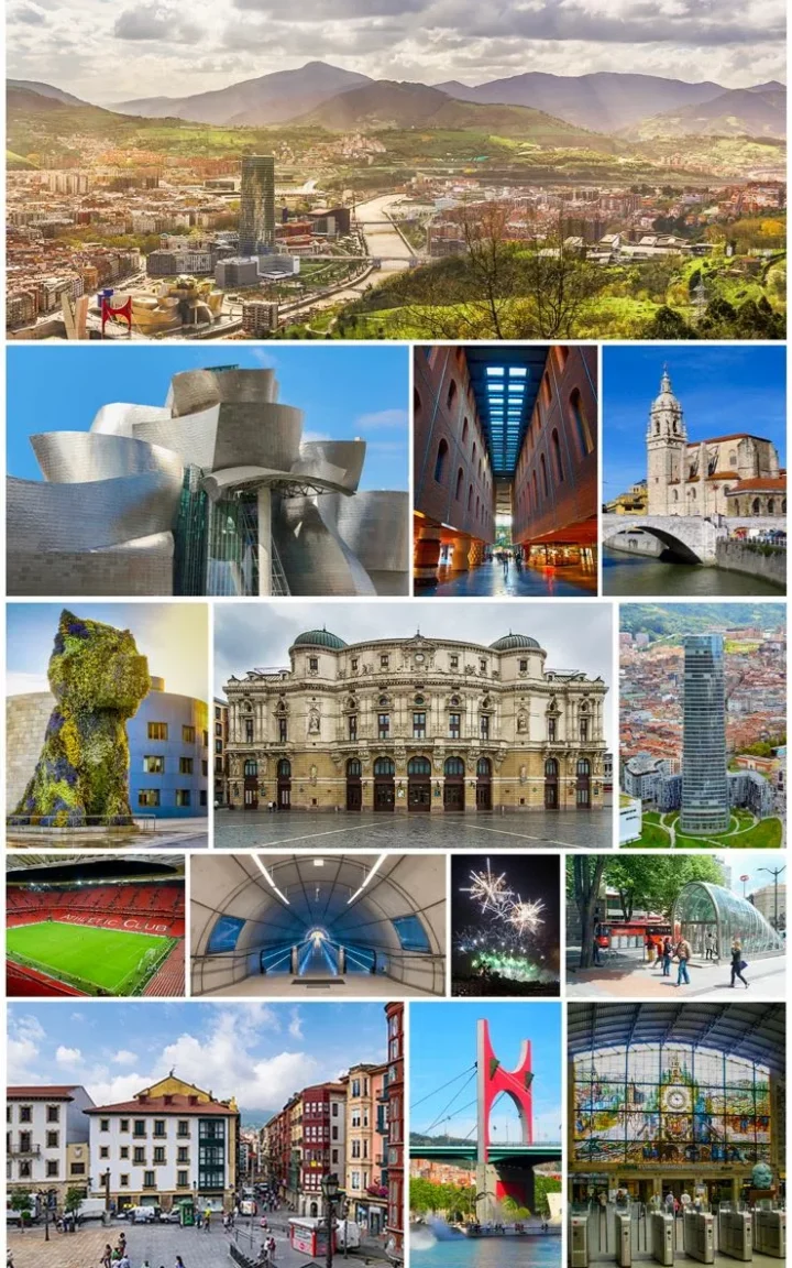 Bilbao-Collage - Grand Départ am 1. Juli 2023 zur Tour de France mit at Fahrräder Lübeck (Quelle: Tommie Hansen, Ardfern, Tomas Fano, 0Igor González Martín, Jesús Ignacio Bravo Soler, Pedro J Pacheco, Irekia/Gobierno Vasco, Euskaldunaa, Basotxerri, Eric Fischer, Tiia Monto, pictures Jettcom y Zarateman, CC BY-SA 4.0 , via Wikimedia Commons)